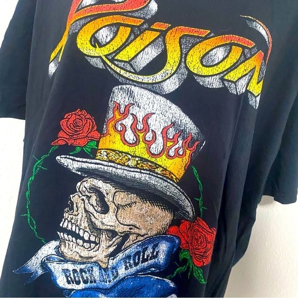 Poison Band T Shirt Adult 3XL Black Snake Skull Graphic Tee Y2K Grunge NWOT - Picture 3 of 4